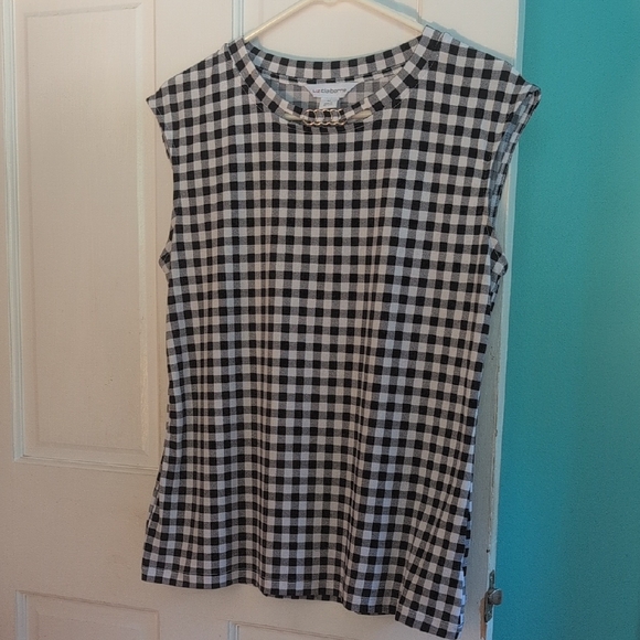 Liz Claiborne Tops - Women's Black and White Gingham Top